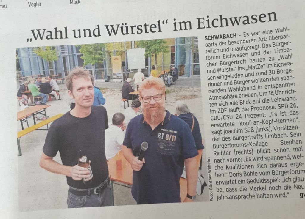 Günther Wilhelm vom Schwabacher Tagblatt war gekommen, um in einem kurzen Artikel über unsere Feier zu berichten.
